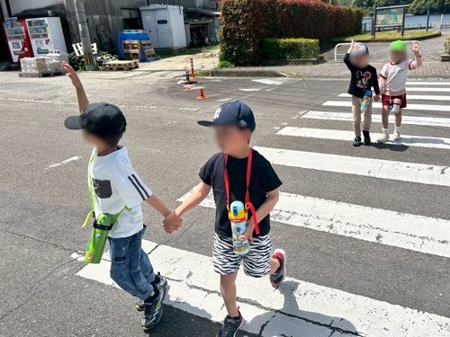 横断歩道を渡る練習